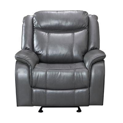 China Hot Selling Gray Leather Air RECLINER LIVING ROOM Furniture SINGLE Extendable Lazy Boy Chair 1 Gray Leather Air Recliner Seater for sale