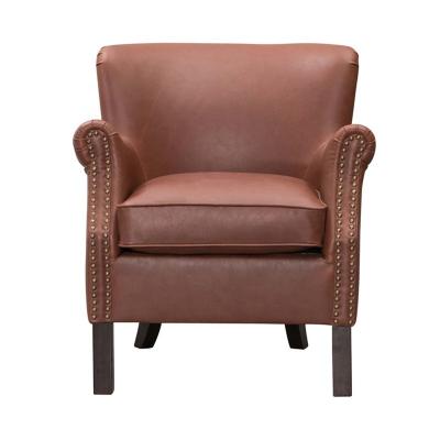 China Customize Wooden Legs Antique Palomino Fabric Leisure Chair Living Room Furniture Faux Leather Accent Chair for sale