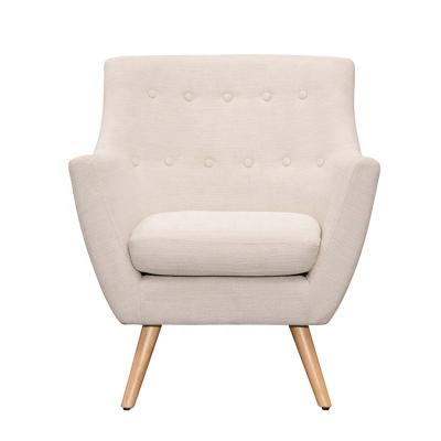 China Custom Tufted Living Room Furniture Chair Leisure Armchair Fabric Wood Legs Accent Chair for sale