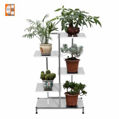 China Large Modern Indoor 5 Story White Metal Flower Pot Rack Display Stand for sale