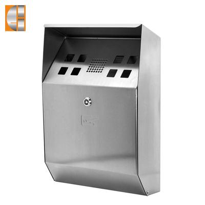 China Public Wall Mounted Ash Collection Smoking Area Stainless Steel Cigarette Bin for sale