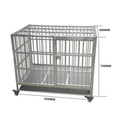 China Durable Heavy Duty Metal Open Top /Grate /Casters and Floor Tray Dog Crate with Wheels for sale