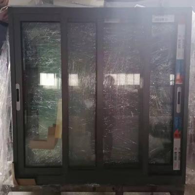 China Magnetic Screen Powder Coated Dark Gray Color Aluminum Sliding Windows Customized Windows For Home for sale