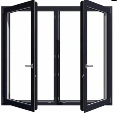 China Folding Aluminum Hinged Patio Doors Curtains Window Screen Aluminum Black Double Pane Windows for sale