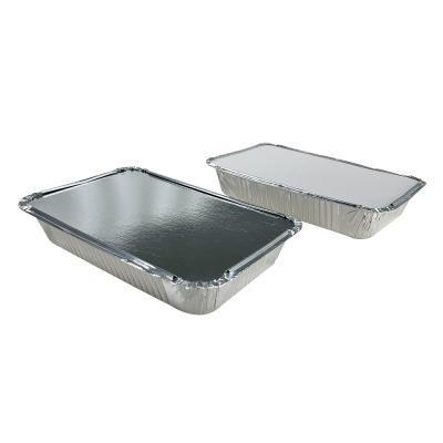 China Food Oem Takeaway Verpakkingsbakken Fast Food Container Reghoek Bakplaten Aluminiumfolie Pannen Met Deksel Te koop