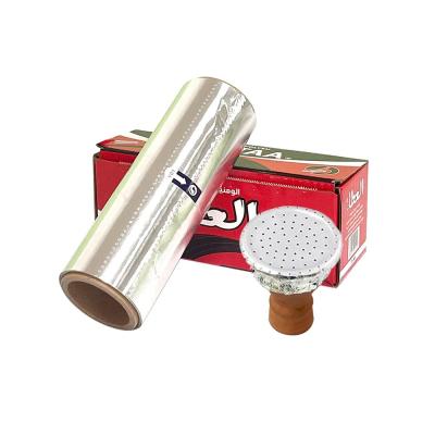 Chine Folie d'aluminium d'argent à température douce Hookah Shisha Roll avec ligne de coupe et trous 145mm*145mm à vendre