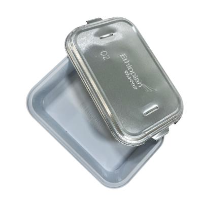 China High Temperature Rectangular Airline Food Tray Gold Disposable Aluminium Foil Containers With Lid for sale