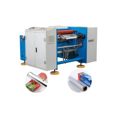 China Food Manufacturing Plant Semi Automatic Electric 3kw 2 Shafts Aluminium Foil Rewinder for sale