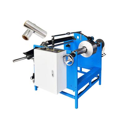 China 350 KG Single Shaft Manual Silicon Baking Paper Aluminum Foil Roll Rewinding Machine for sale