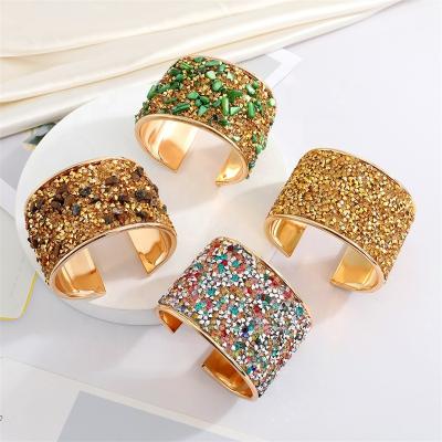 China National European Bohemian Wide Set Bohemia National Wide Rhinestone Sparkle BOHEMIA Style BOHEMIA Style Open Cuff Bracelet for sale