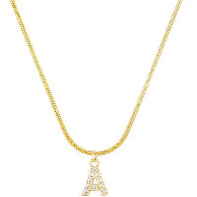 China New Trendy Fashion Personality 14K Gold Plated Snake Bone Snake Bone Chain 26 Letters Pendant Necklace for sale