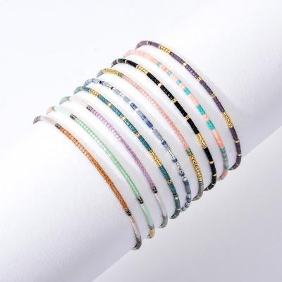 China FASHIONABLE Amazon hot selling Simple and soft pull hand rope color seed bead bracelet Bohemian wholesale for sale