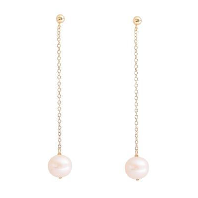 China Fashion S925 Needle Natural Freshwater Pearl Earrings Long Simple Soft Silver TRENDY Pearl Earrings Wholesale for sale