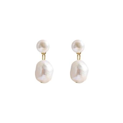 China TRENDY Fashion Gold Filled Simple Noble Baroque Pearl Earrings Natural Freshwater Pearl Earrings for sale