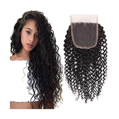 China 100% Virgin HD Spicy Hot Raw Malaysian Swiss Lace 4X4 Curly Human Hair Weave Closure for sale