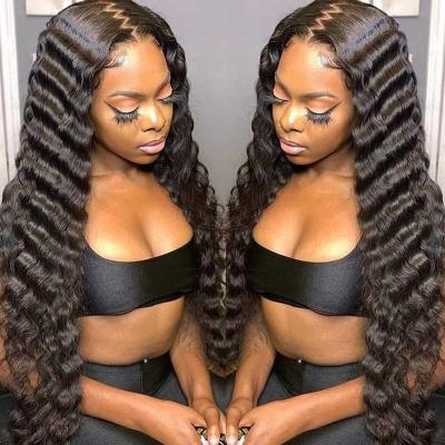 China Long Straight Swiss Lace Deep Wave Curly Hair Wigs For Colored Women's Wigs 13x4 Curly Hair Lace Front for sale