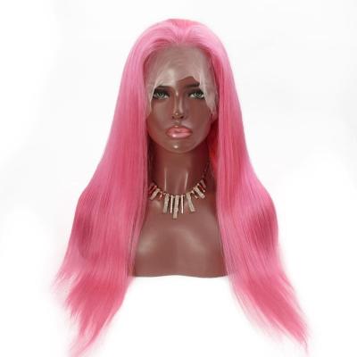 China Softest and comfortable fashion pink hair wig with baby hair straight pink full lace wig with natural hairline. for sale