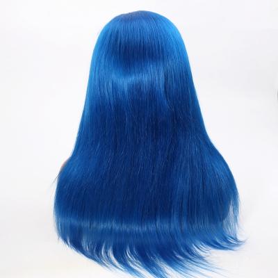 China Softest And Comfortable Spicyhair Tangle Wig Free Full Lace Straight Blue Hair Blue Colored Natural Hairline Wigs For Black Women for sale