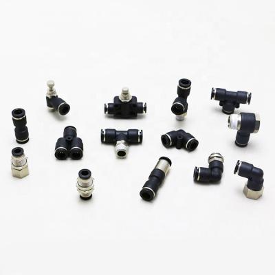 China Connect Pipes High Quality Black Pipe Fittings Plastic Smoothing Quick Connect Pneumatic Air Tube Fittings for sale