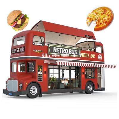 China Vegetable processing factory food pizza truck double decker best selling restaurant carts food trucks with full kitchen for sale for sale