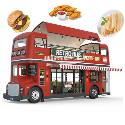 China Vegetable processing factory double deck food truck beer bar food bus luxury mobile open top ice cream hot dog truck trailer for sale