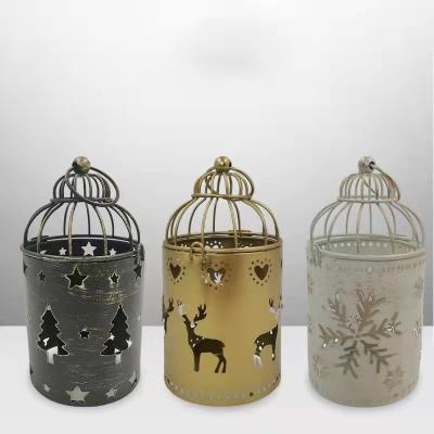 China Nordic Creative Birdcage Amazon Christmasmetal Decoration Metal Ornaments Home Border Candle Holder Retro for sale