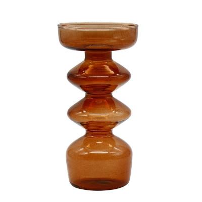 China Home Decoration INS Nordic Style Stained Candlestick Candle Scented Decoration Morandi Glass Hydroponic Vase and Flower Items for sale