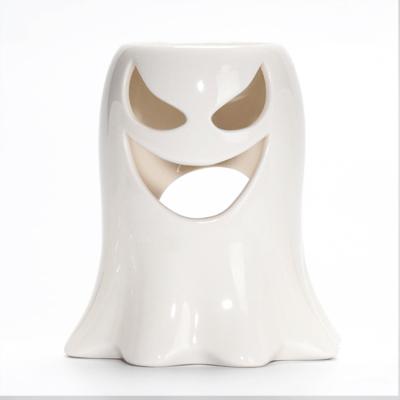 China Home Decoration Halloween Ghost Ghost Aromatherapy Skeleton Hollow Wax Holder Ceramic Candle Holder for sale