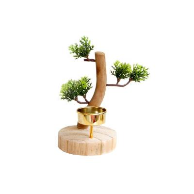 China Creative Home Natural Pastoral Wooden Potted Cup Candle Holder Bonsai Tree Style Decoration Nordic Style Home Decoration for sale