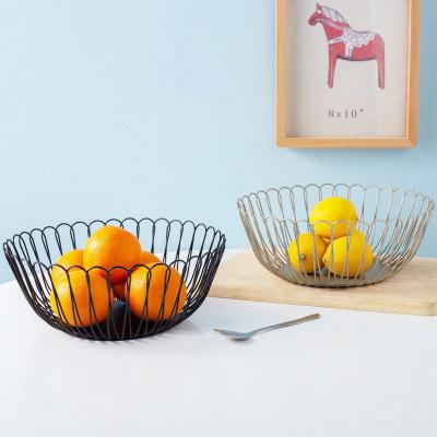 China Nordic Creative European Style Fruit Basket Home Coffee Table Living Room Simple Modern Wrought Iron Snack Dried Fruit Storage for sale