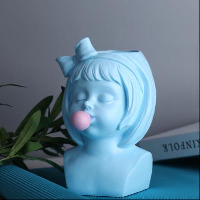 China Wholesale Crafts Nordic Creative Home Decoration Europe Factory Resin Bubble Girl Cute Vase Ornaments In Stock for sale