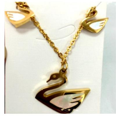 China New TRENDY/Casual/Sporty/Religious New Stainless Steel Rose Gold Plated Shell 26 Letters Charm Pendants Necklaces Plus Earrings Jewelry Sets for sale