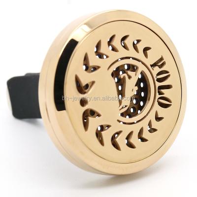 China TRENDY 38mm 30mm Stainless Steel Mirror Polishment Car Essential Oil Diffuser Pendant with Clips for sale