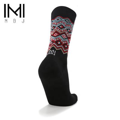 China Custom Crew Sport Compression Black MBJ Cycling Socks With Paisley for sale