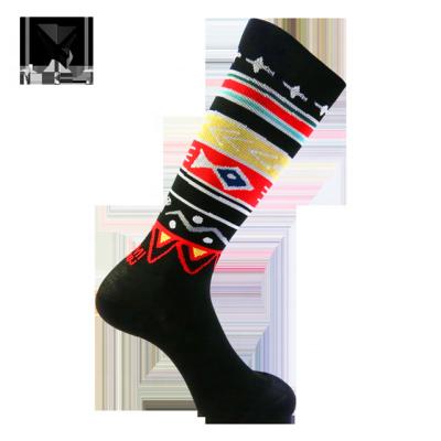 China Sporty Yellow Tennis Socks Custom Compression Logo With Colorful Totem for sale