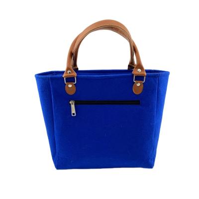 China Factory direct wholesale high quality felt portable tote bags women felt handbags with leather handle for sale