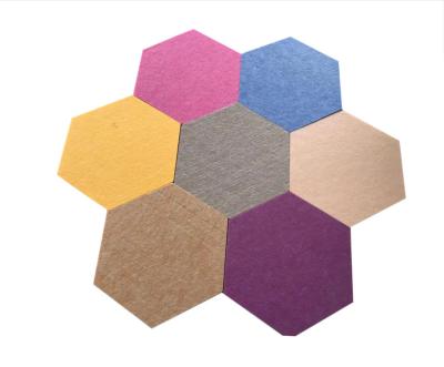 China 9mm Traditional Sound Absorption Polyester Felt Fiber Hexagon Acoustic Panels for sale