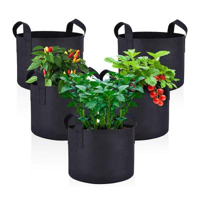 China Reusable Black Felt Garden Planter Custom Gallon Plant Growing Grow Bags For Home for sale