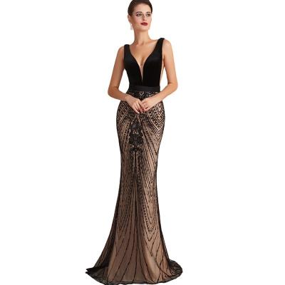 China Slim Sexy Deep V-Neckline Cutout Party Evening Dress Women Anti-Static Backless Backless for sale