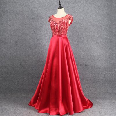 China Anti-Static Red Prom Dress Evening Dress Beading Beads Oversized Swing Dress Slim Ladies Casual for sale