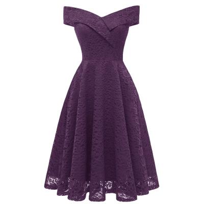 China Breathable Mother of the Bride Dresses Temperamental Elegant Purple Lace Formal Women's Evening Dress for sale