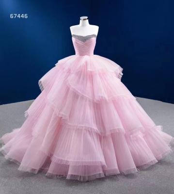 China Private Label Ball Gown Princess Pink Wedding Dress Anti-static Ball Gowns With Good Quality for sale