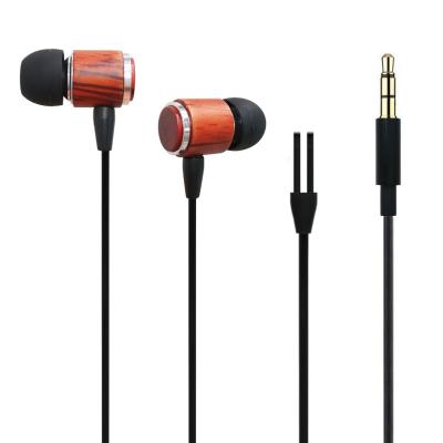 China In-ear sports fashion colors wholesale cool music stereo wire wooden headphones earbuds for sale