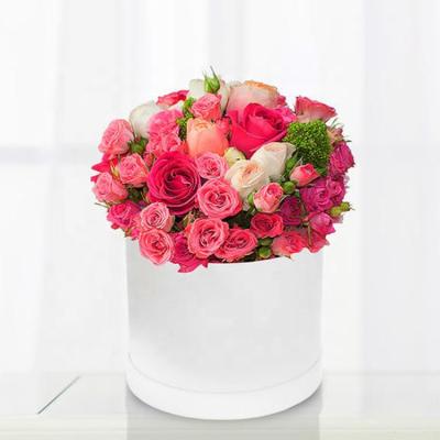 China Handmade Custom Luxury Empty Paper Gift Rose Round Flower Box for sale