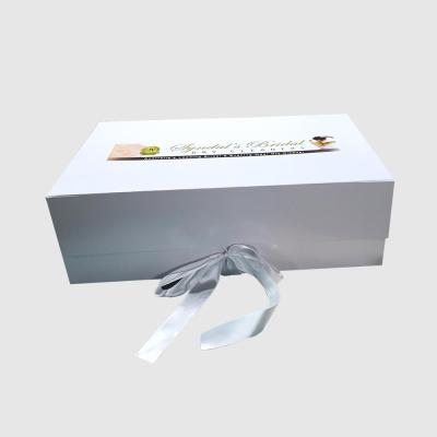 China Handmade Jumbo Flat Folding Gift Packaging Box For Large Apparel Wedding Clothes Gift Boxes With Magnetic Lid And Ribbon Cotton Bags for sale