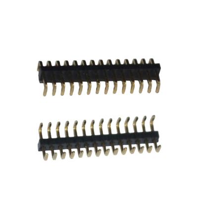 China PA6T + 30% Fiberglass 1.27mm Pitch Male Pin Header Connector Single Row U Right Angle Type for sale