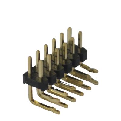 China Brass PCB Connector Dual Row 2.0mm Male Right Angle Pitch Pin Header With K for sale