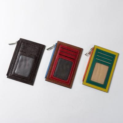 China Minimalist HASSION Mini Color Leather Slim Zipper Waist Coin Bag Card Holder Wallets for sale