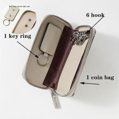 China Fashion leather and zipper wall mountedkey organizer key holder wallet small change purse for sale