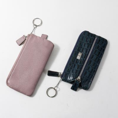 China NATIONAL Custom Logo Soft Leather and Zipper Organizer Bag Car Key Soft Wall Mounted Key Wallet Small for sale